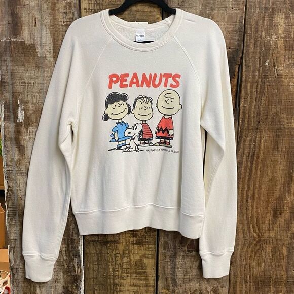 Re/Done Peanuts raglan sweatshirt classic crew neck soft top $228 Sz S - Picture 9 of 9